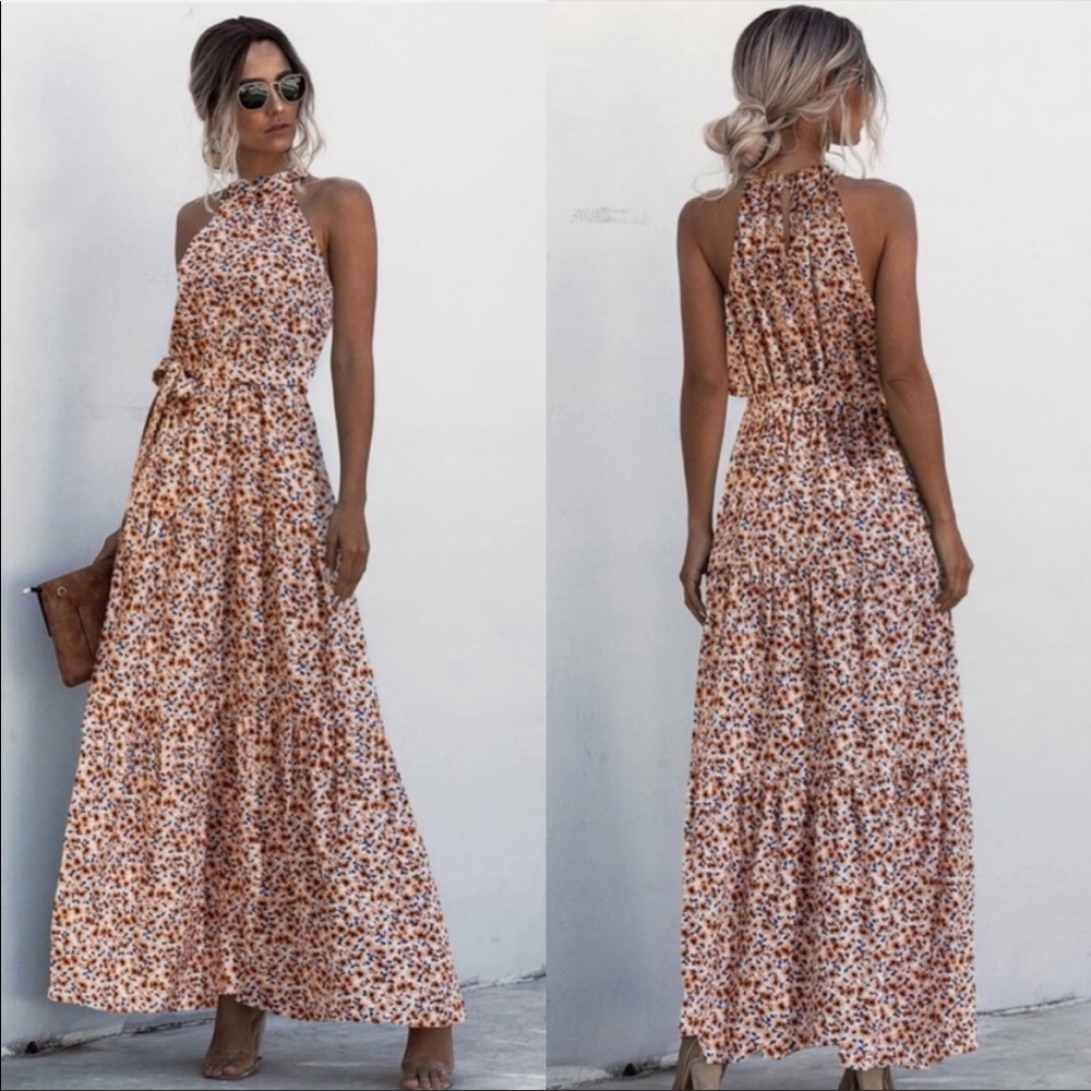 Boho floral halter maxi dress - Picture 9 of 10